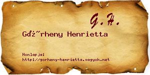 Görheny Henrietta névjegykártya